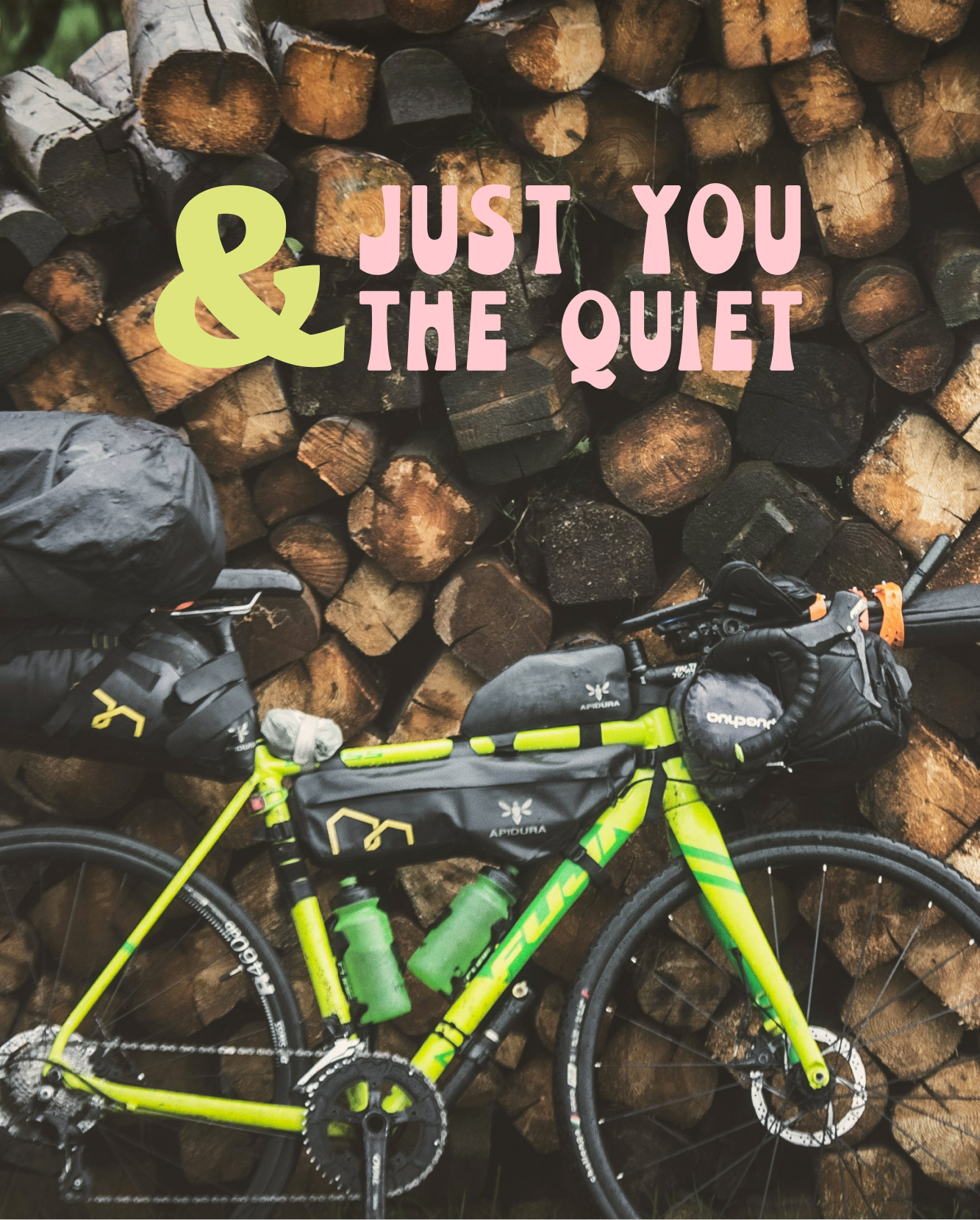 Trail Days, Bikepacking-Rad vor Holzstapel